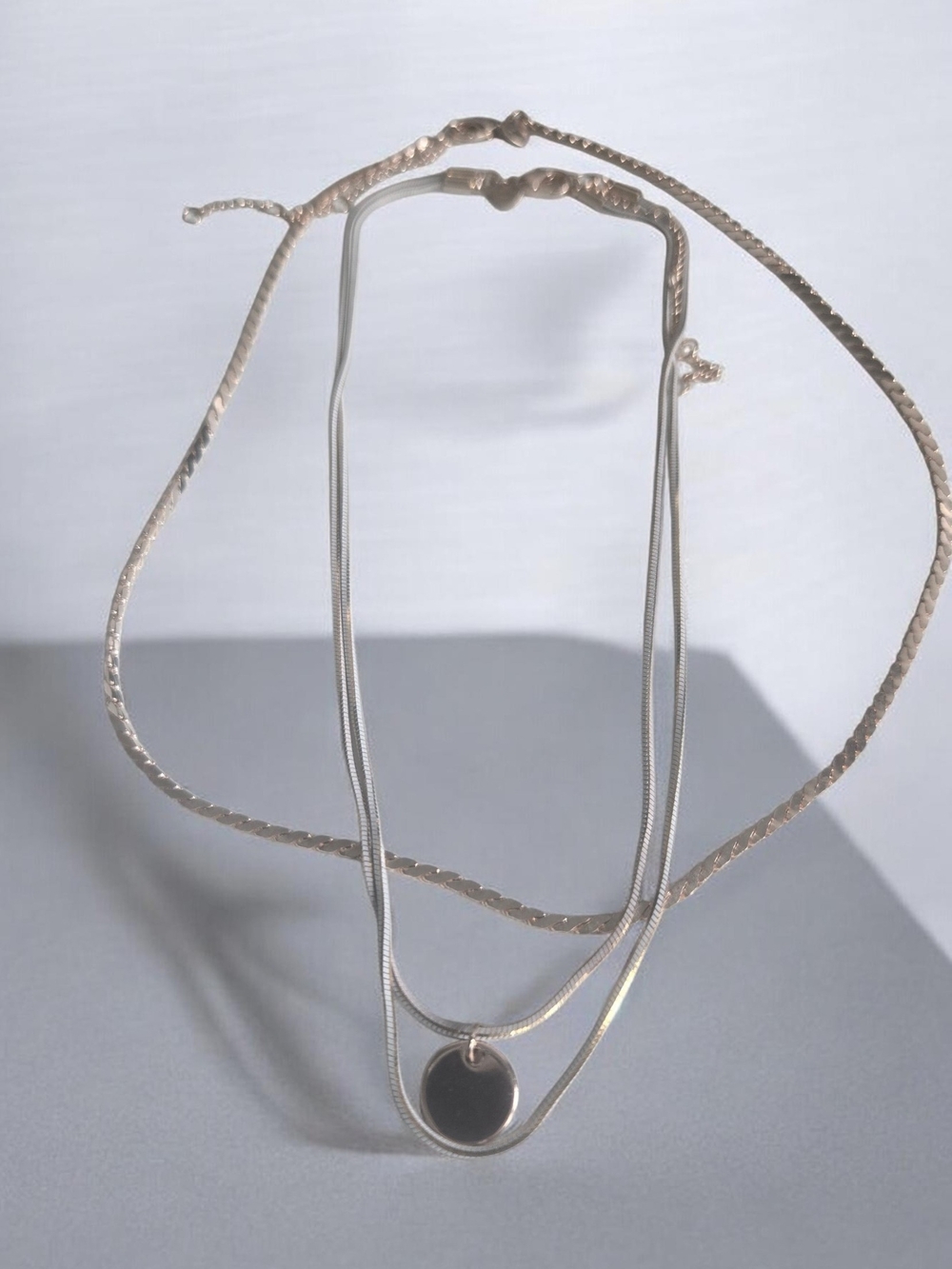 Layered Gold Disc Pendant Necklace